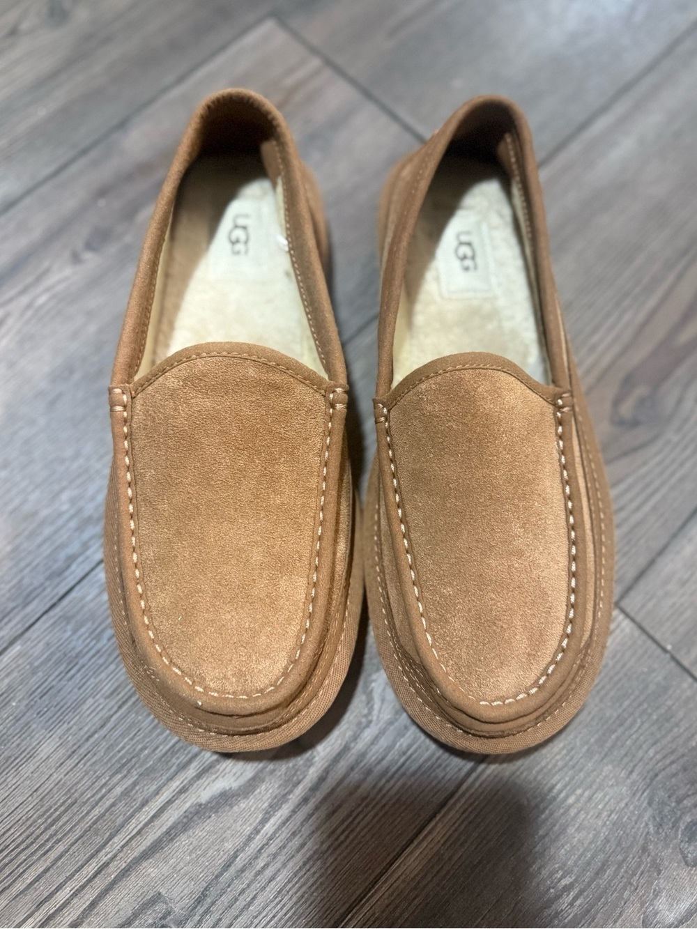 UGG Dex Slippers Men’s Size 8 Chestnut Suede Sheepskin House Shoes